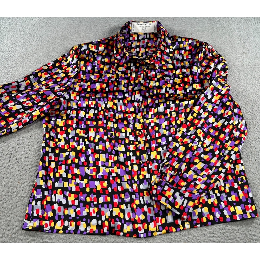 Womenstyl Nouvelle Couture Shirt Women's 44 Polka Dot AOP Geometric Long‎ Sleeve